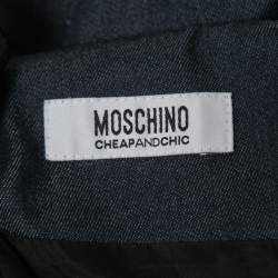 Pre Owned Moschino Cheap and Chic Denim Strappy Ruched Fitted Short Dress M