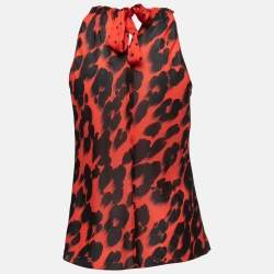Moschino Cheap and Chic Red Printed Silk Halter Neck Top S