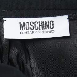 Pre Owned Moschino Cheap and Chic Black Velvet and Floral Lace Detail Knee Length Skirt M