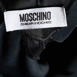 Moschino Cheap and Chic Black Sateen Pleated Neck Trim Tank Top M