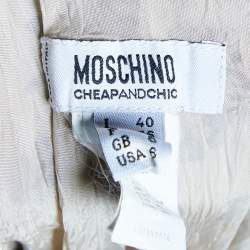 Pre Owned Moschino Cheap and Chic Beige Floral Printed Crinkled Crepe Midi Skirt S