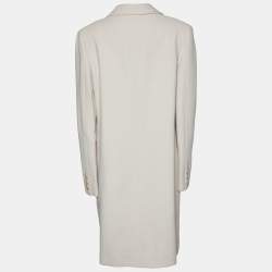 Pre Owned Moschino Cheap and Chic Ecru Wool Blend Button Front Coat L