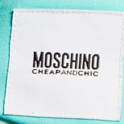 Moschino Cheap & Chic Turquoise Blue Crepe Chain printed Blazer & Mini Skirt Set S