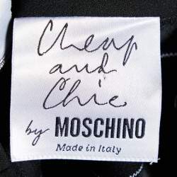 Pre Owned Moschino Cheap and Chic Black Floral Applique Crepe Midi Skirt M