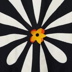 Pre Owned Moschino Cheap and Chic Black Floral Applique Crepe Midi Skirt M