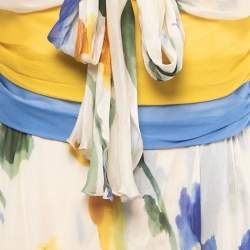 مملوكة مسبقًا Moschino Cheap and Chic Multicolour Floral Print Silk Floral Print Strappy Tiered Maxi Dress L