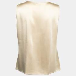 مملوكة مسبقًا Moschino Cheap and Chic Gold Satin Draped Sleeveless Blouse M
