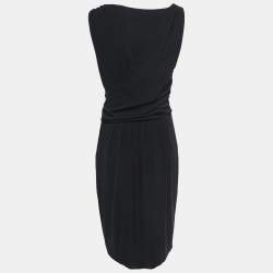 Pre Owned Moschino Cheap and Chic Black Crepe Draped Sleeveless Short Dress M