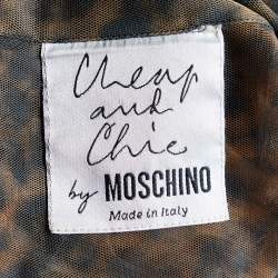 Pre Owned Moschino Cheap and Chic Brown Leopard Print Mesh Sheer Shirt M