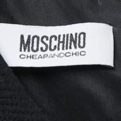 Pre Owned Moschino Cheap and Chic Black Wool Pin Detail Sleeveless Dress S