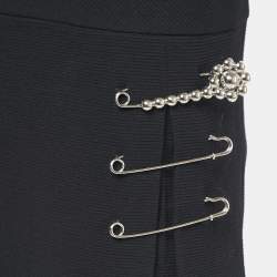 Pre Owned Moschino Cheap and Chic Black Wool Pin Detail Sleeveless Dress S