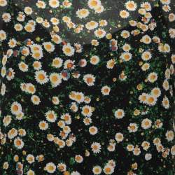 Pre Owned Moschino Cheap and Chic Black Floral Printed Crochet Sleeve Top S