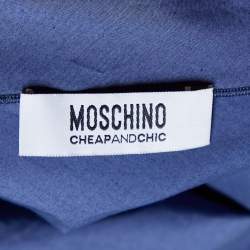 Moschino Cheap and Chic Navy Blue Cotton Ruffle Sleeve Detail Top S