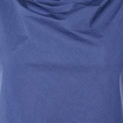 Moschino Cheap and Chic Navy Blue Cotton Ruffle Sleeve Detail Top S