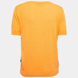 مملوكة مسبقًا Moschino Cheap & Chic Orange Cartoon Print Knit Short Sleeve Top M