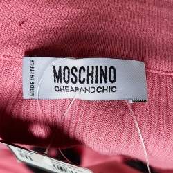 Pre Owned Moschino Cheap and Chic Pink Cotton Knit lace Trim Detail Mini Dress L