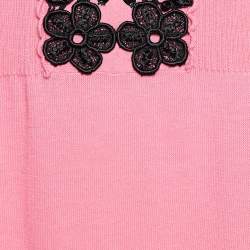 Pre Owned Moschino Cheap and Chic Pink Cotton Knit lace Trim Detail Mini Dress L