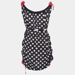 Pre Owned Moschino Cheap and Chic Black Floral Printed Belted Dress M