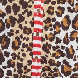Pre Owned Moschino Cheap and Chic Brown Animal Printed Cotton Knit Cardigan M