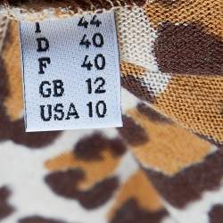 Pre Owned Moschino Cheap and Chic Brown Animal Printed Cotton Knit Cardigan M