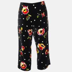 Moschino Cheap and Chic Black Printed Velvet Capri Pants M