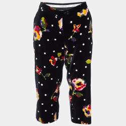 Moschino Cheap and Chic Black Printed Velvet Capri Pants M