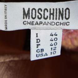 Pre Owned Moschino Cheap and Chic Beige Light pink Embellished Silk Chiffon Top M