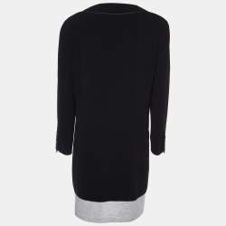 Pre Owned Moschino Cheap and Chic Black Crepe & Cotton Knit Blazer Style Mini Dress L