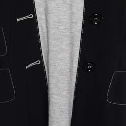 Pre Owned Moschino Cheap and Chic Black Crepe & Cotton Knit Blazer Style Mini Dress L