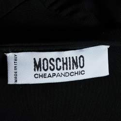 Pre Owned Moschino Cheap and Chic Black Crepe & Cotton Knit Blazer Style Mini Dress L