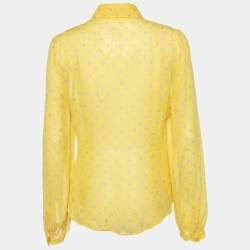 Moschino Cheap and Chic Yellow Polka Dot Printed Silk Shirt L