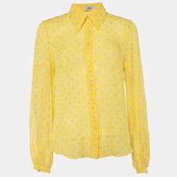 Moschino Cheap and Chic Yellow Polka Dot Printed Silk Shirt L