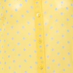 Moschino Cheap and Chic Yellow Polka Dot Printed Silk Shirt L