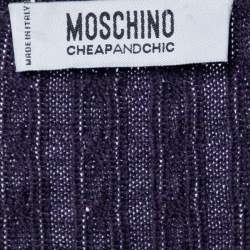 Pre Owned Moschino Cheap and Chic Purple Knit & Floral Lurex jacquard Mini Dress M