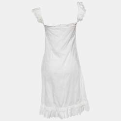 Pre Owned Moschino Cheap and Chic White Embroidered Cotton Mini Dress L