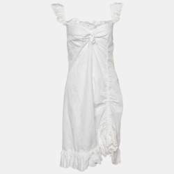 Pre Owned Moschino Cheap and Chic White Embroidered Cotton Mini Dress L