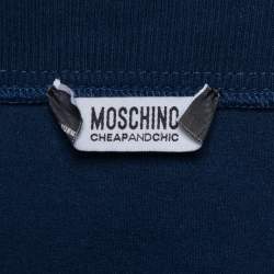 Pre Owned Moschino Cheap and Chic Navy Blue Velvet Zip Front Jacket M