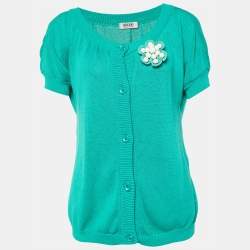 Moschino Cheap & Chic Green Beaded Detail Cardigan L