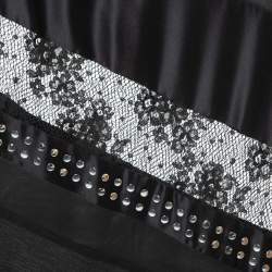 Pre Owned Moschino Cheap and Chic Black Studded Satin & Faux Leather Maxi Skirt M