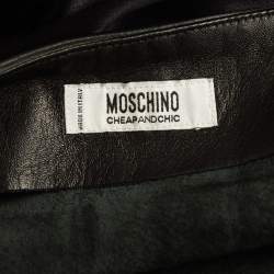 Pre Owned Moschino Cheap and Chic Black Studded Satin & Faux Leather Maxi Skirt M