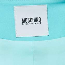 Pre Owned Moschino Cheap & Chic Blue Snake Print Crepe Hook Front Coat S