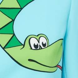 Pre Owned Moschino Cheap & Chic Blue Snake Print Crepe Hook Front Coat S