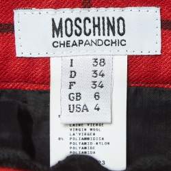 Moschino Cheap and Chic Red Checked Wool Mini Skirt S
