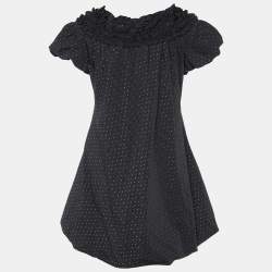 مملوكة مسبقًا Moschino Cheap and Chic Black Floral Pattern Wool Blend Mini Dress S