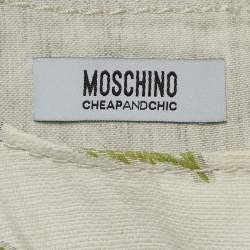Pre Owned Moschino Cheap and Chic Vintage White Floral Cotton Blend Jacquard Mini Dress M