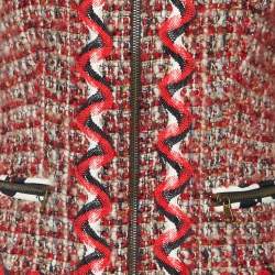 Pre Owned Moschino Cheap and Chic Red Tweed Embellished Jacket M