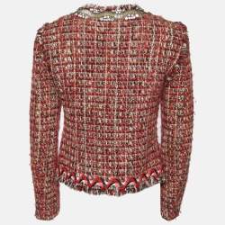 Pre Owned Moschino Cheap and Chic Red Tweed Embellished Jacket M