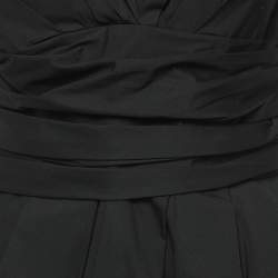 Pre Owned Moschino Cheap and Chic Black Pleated Cotton V-Neck Mini Dress M