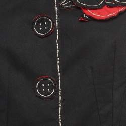 Pre Owned Moschino Cheap and Chic Black Floral Applique Cotton Blazer M