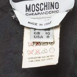 Moschino Cheap and Chic Vintage Black Metal Embellished Neck Silk Midi Dress M